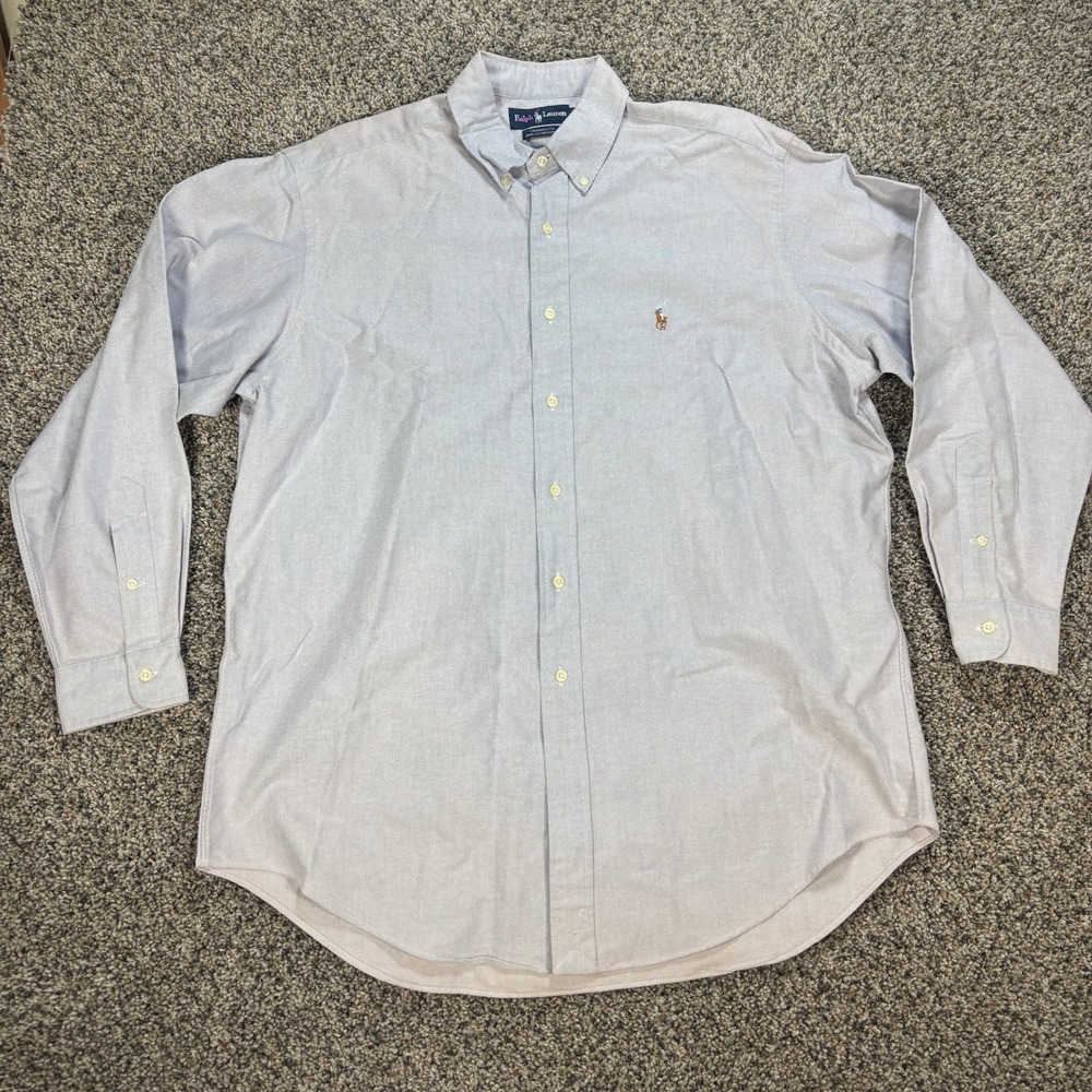 Ralph Lauren Yarmouth Men's 16.5 34 Light Blue Cotton Oxford Button Down Shirt